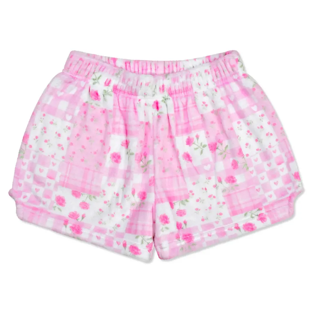 Pink Patchwork Plush Shorts