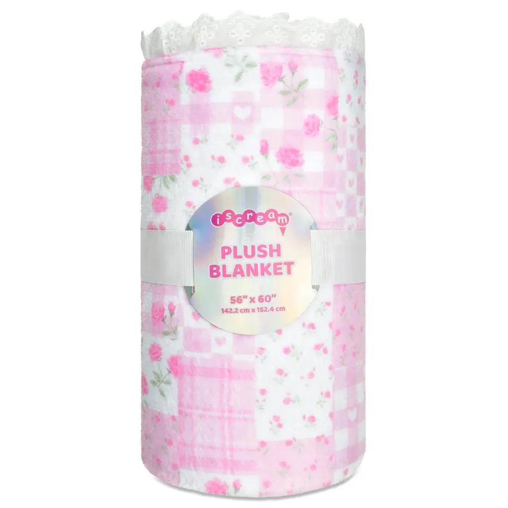 Pink Patchwork Plush Blanket