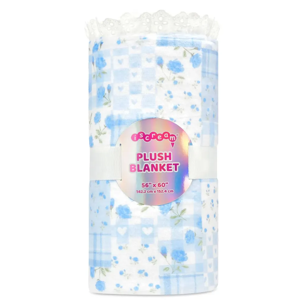 Blue Patchwork Plush Blanket