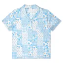 Blue Patchwork Shorts Lounge Set