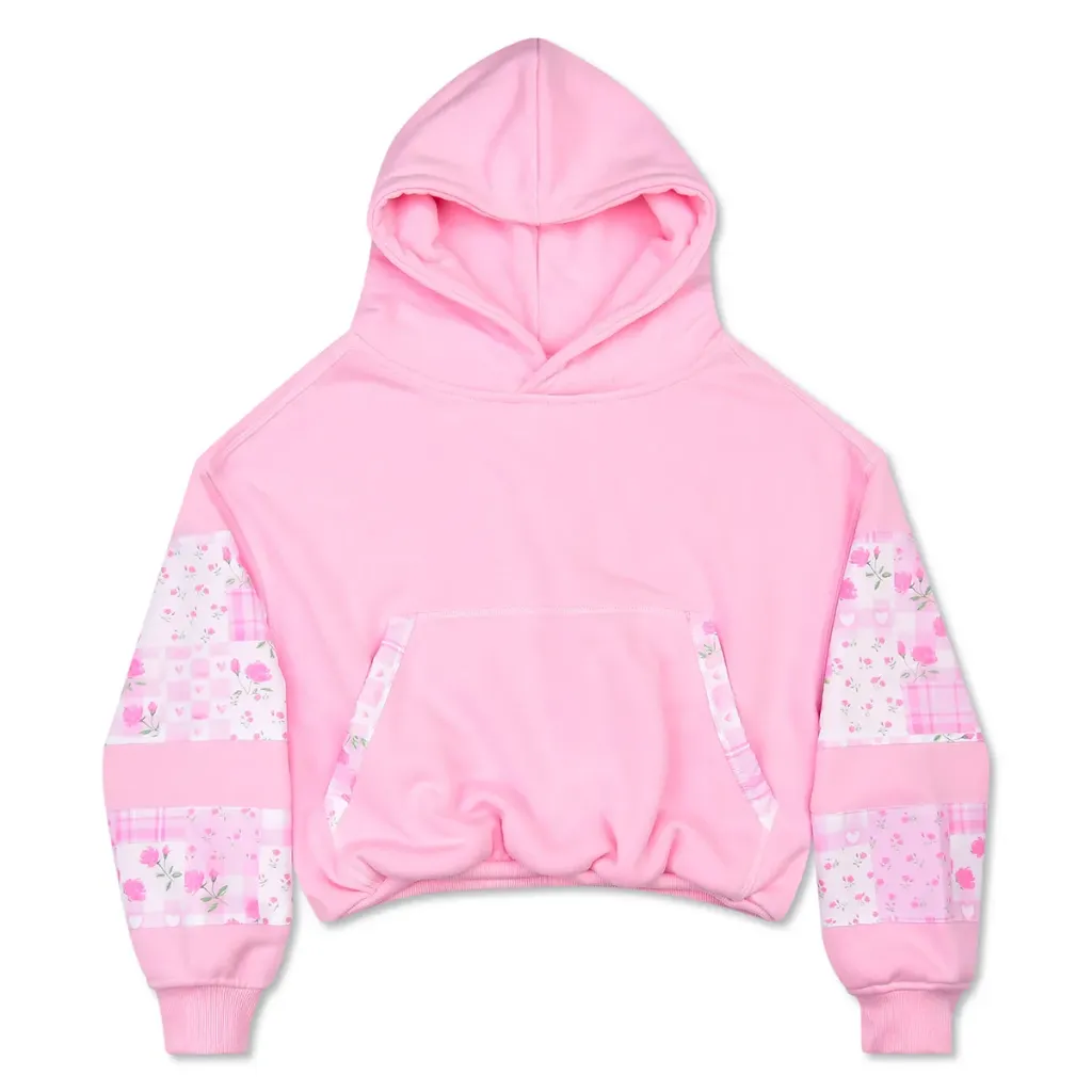 Pink Patchwork Bubble Hoodie Sweatshirt