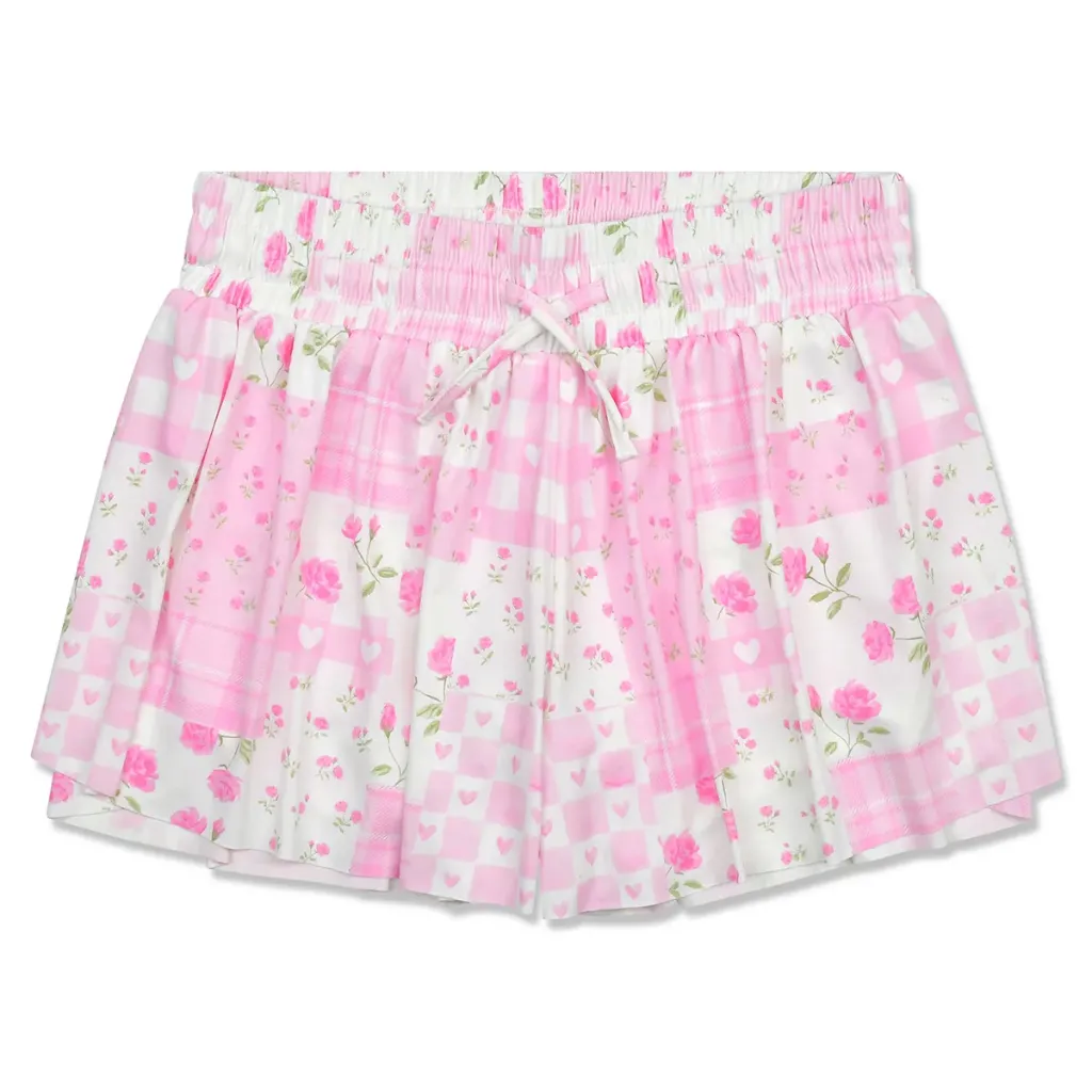 Pink Patchwork Butterfly Shorts