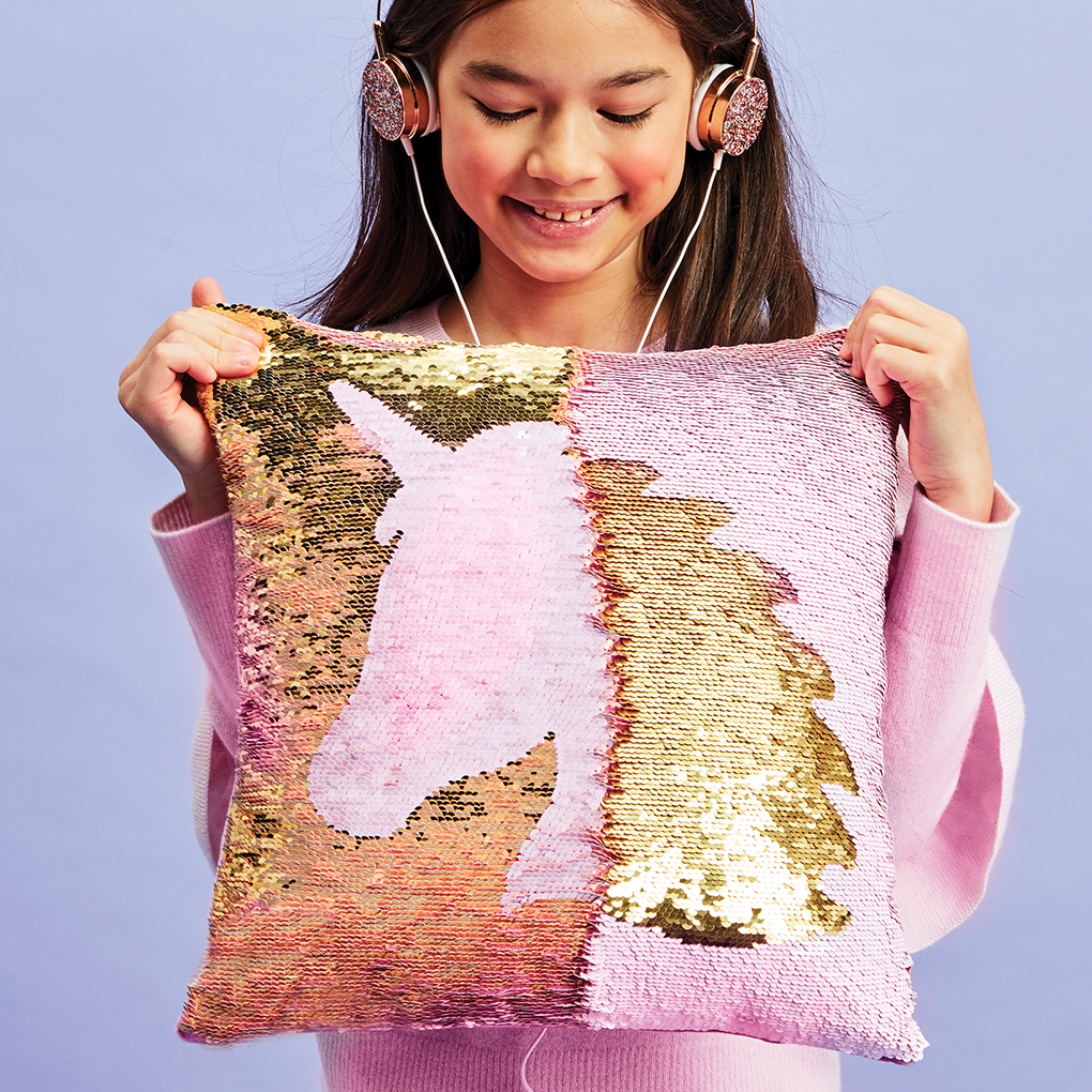 Unicorn Silhouette Reversible Sequin Pillow
