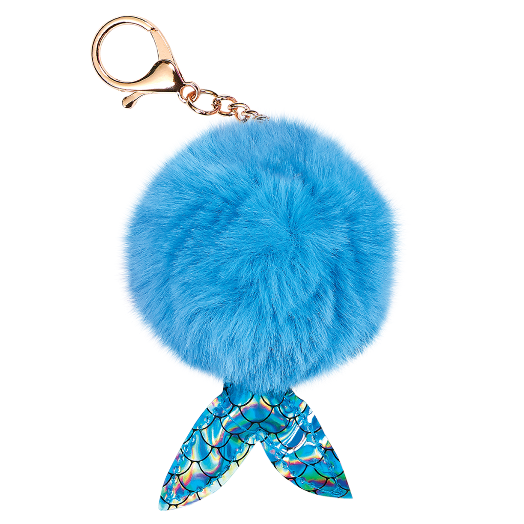 Mermaid Furry Pom-Pom Clip Blue