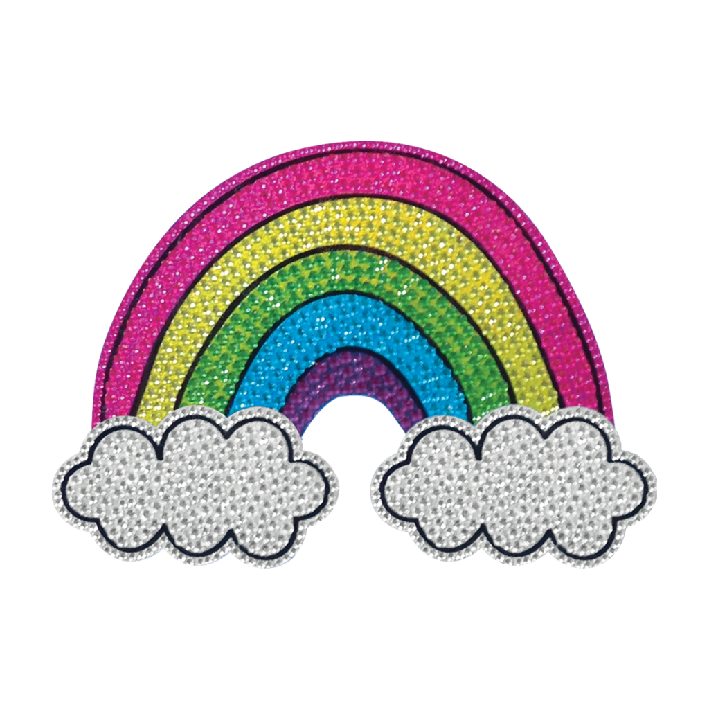 Rainbow and Clouds Rhinestone Decals Large