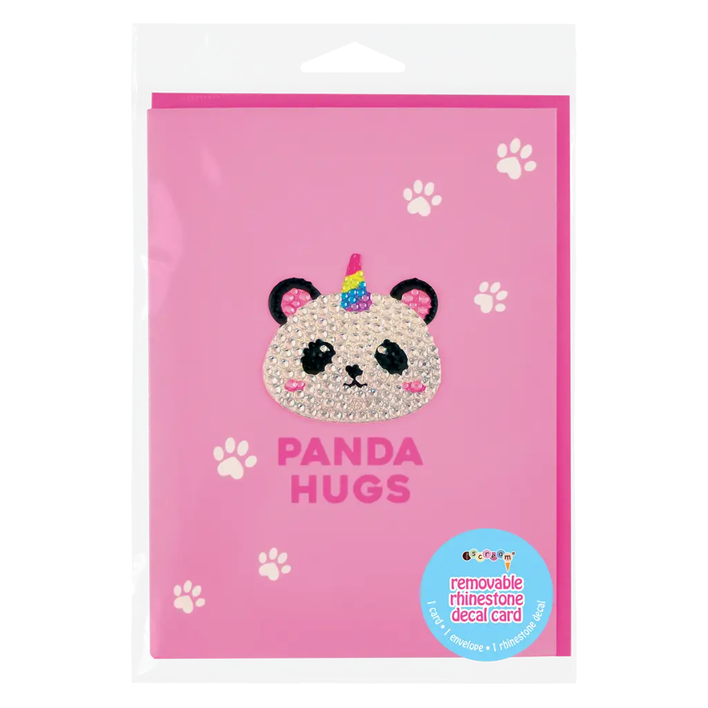Panda Removable Rhinestone Decal Greeting Card