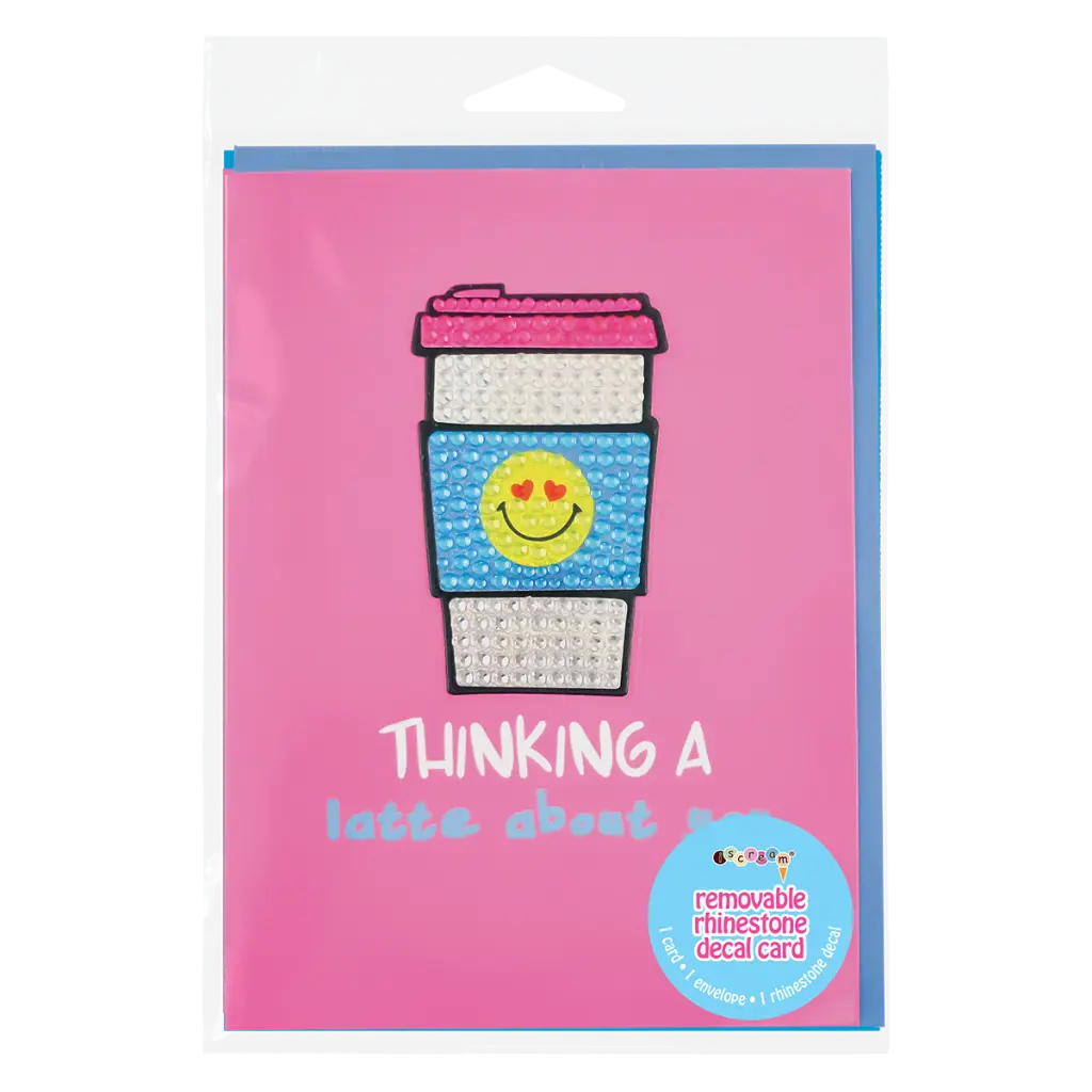 Latte Removable Rhinestone Decal Greeting Card