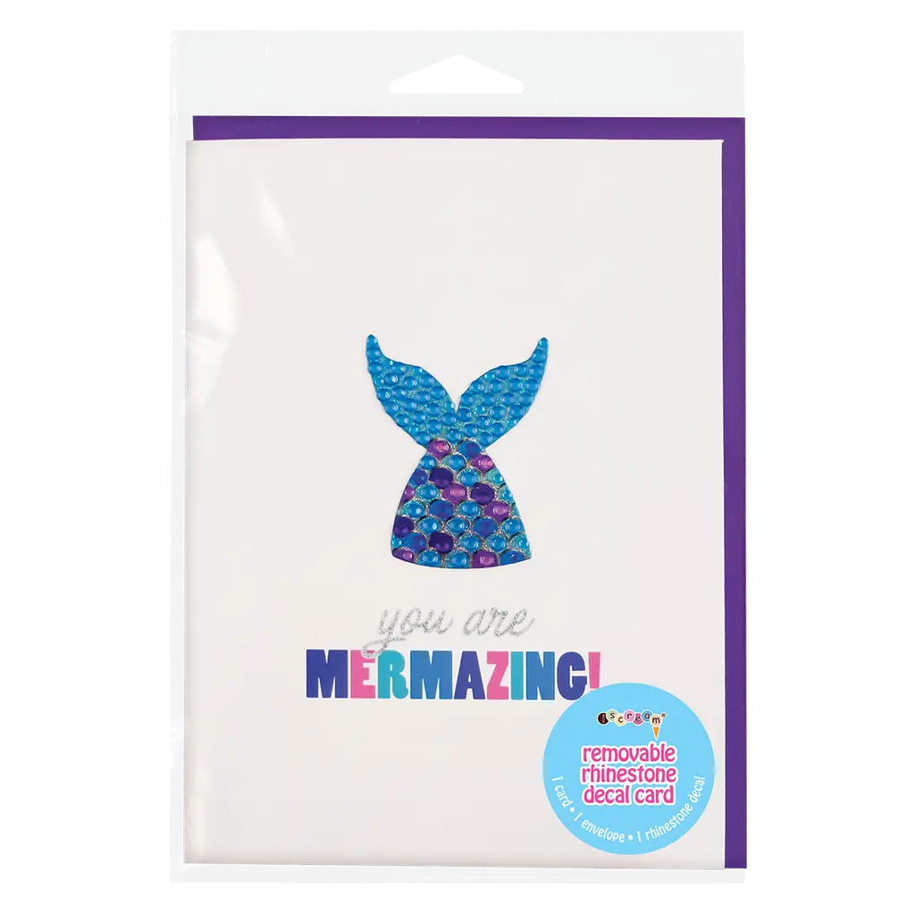 Mermaid Removable Rhinestone Decal Greeting Card