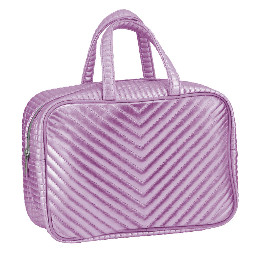 Pink Chevron Large Cosmetic Bag