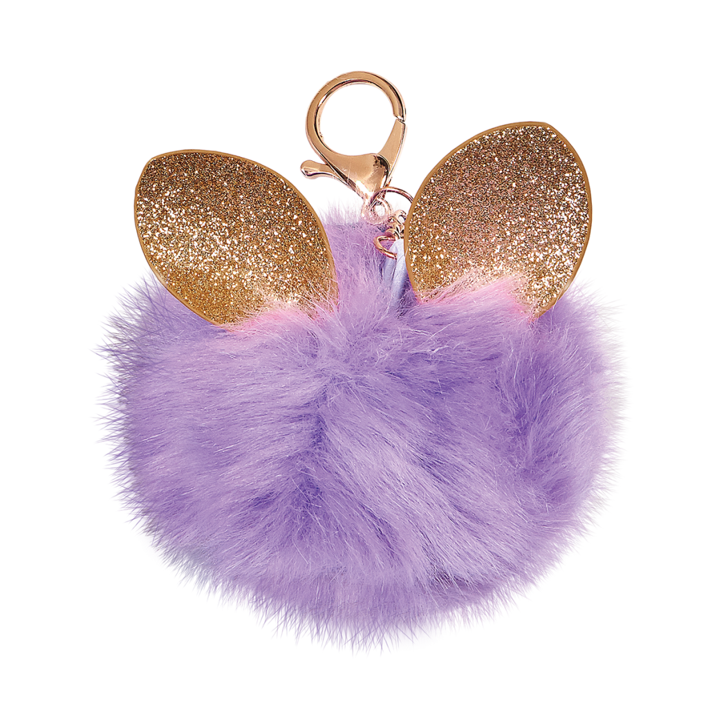 [860-467] Glitter Ears Furry Pom-Pom Clip Purple