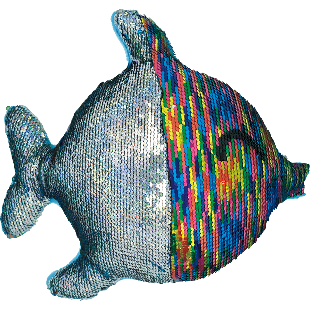 Rainbow Fish Reversible Sequin Pillow