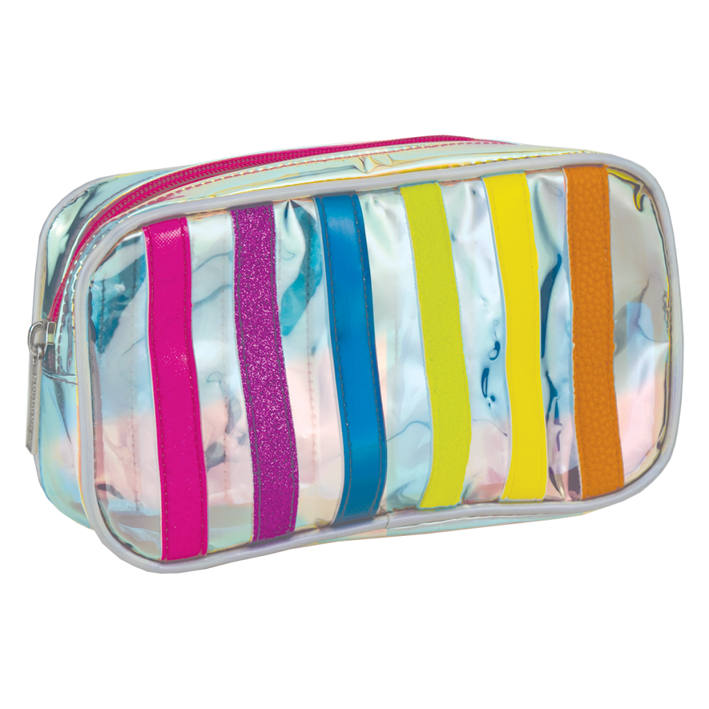 Iridescent Striped Small Cosmetic Bag