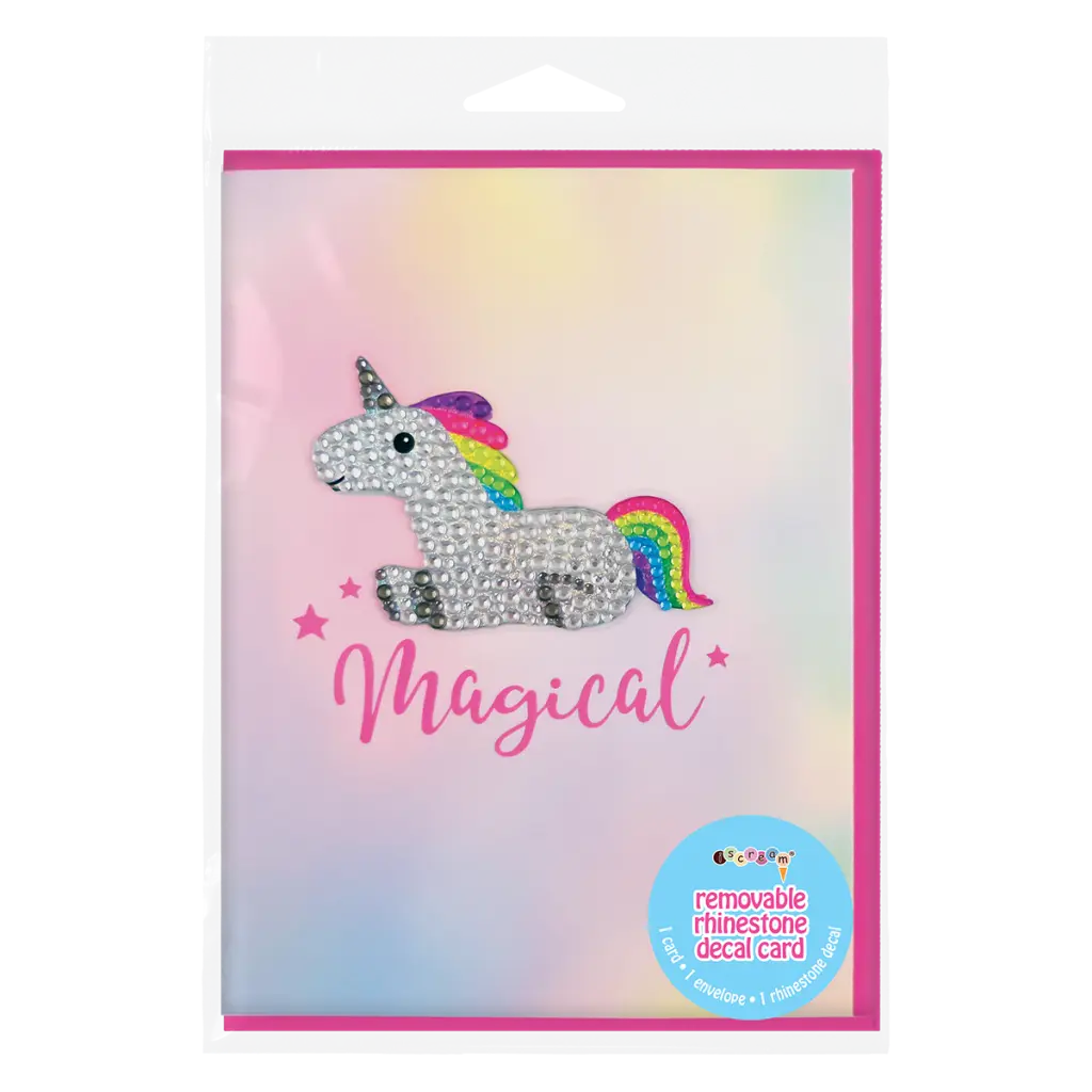 [760-1098] Unicorn Removable Rhinestone Decal Greeting Card