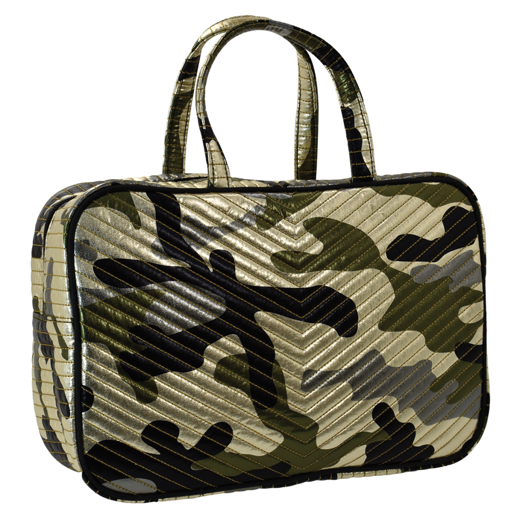 Metallic Camo Chevron Large Cosmetic Bag
