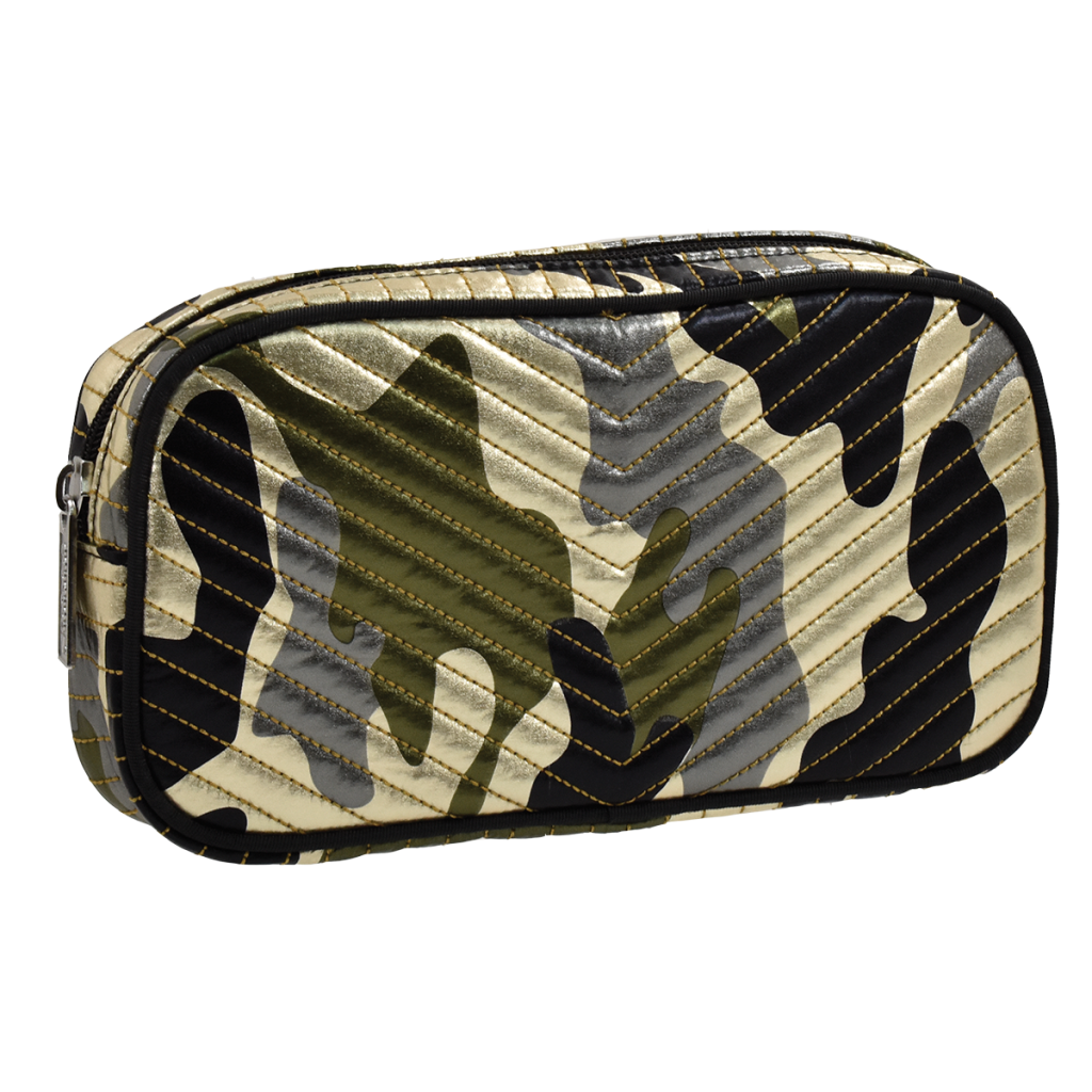 Metallic Camo Chevron Small Cosmetic Bag