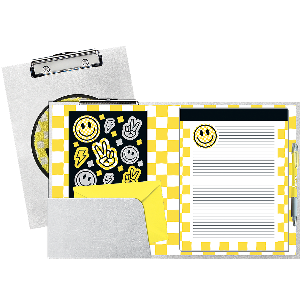 Checkered Smiley Face Clipboard Set