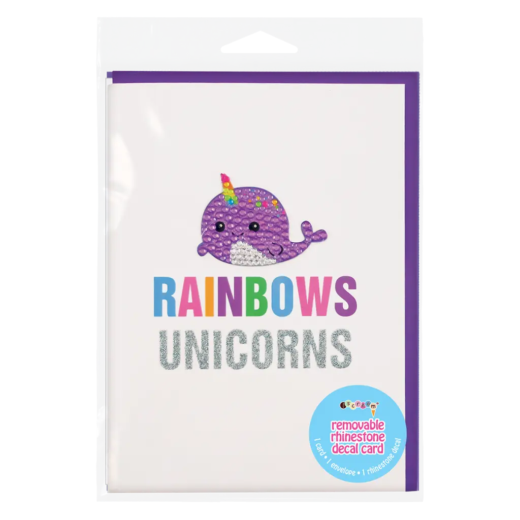 [760-1092] Narwhal Removable Rhinestone Decal Greeting Card