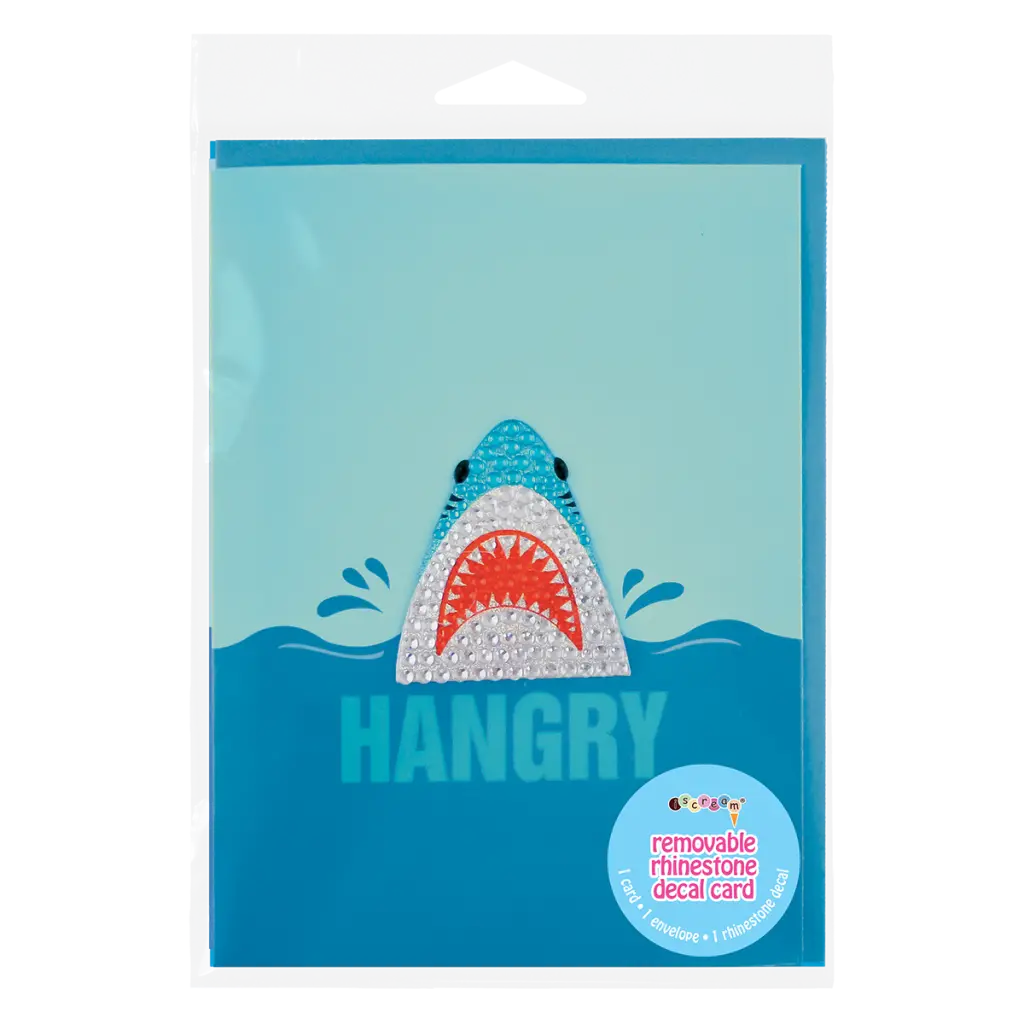 Shark Removable Rhinestone Decal Greeting Card
