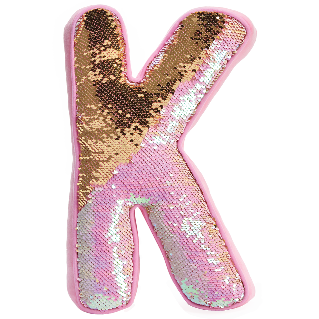 K Initial Reversible Sequin Pillow