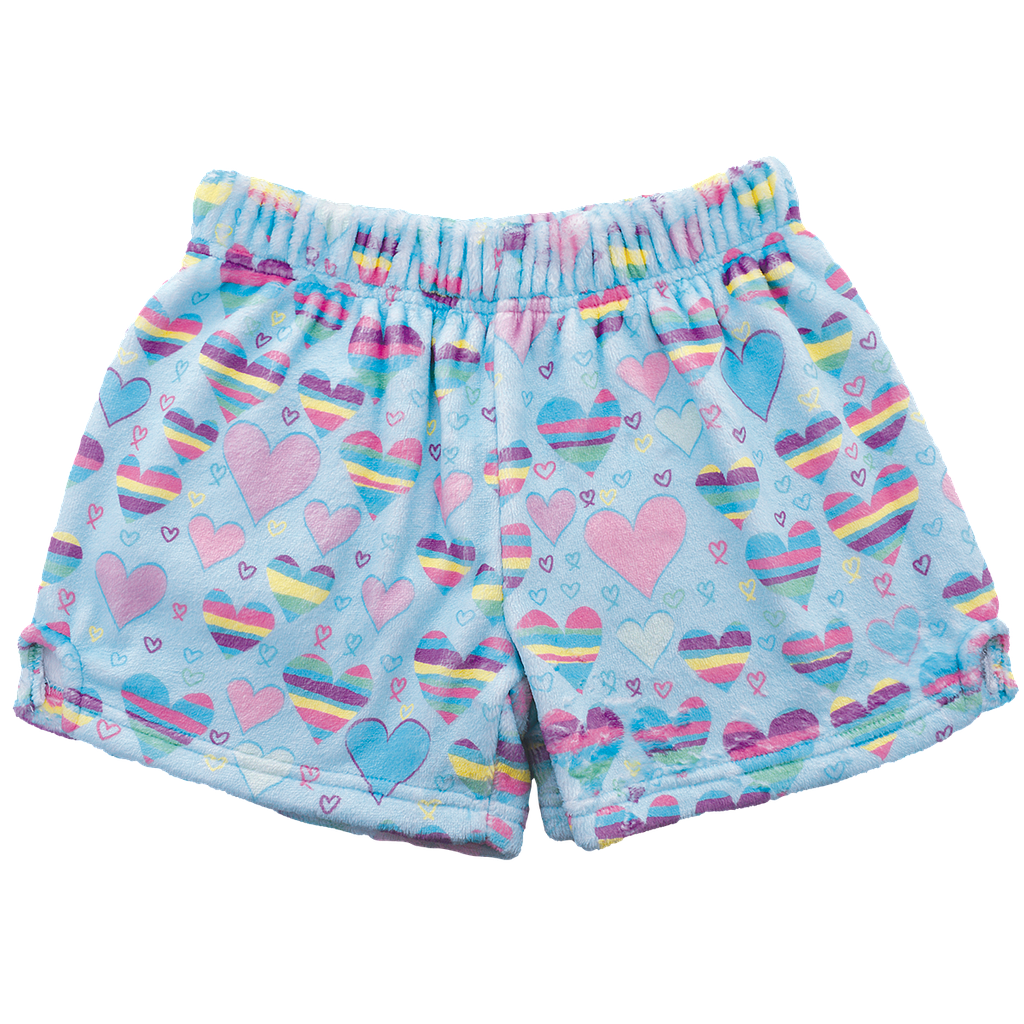Striped Hearts Plush Shorts