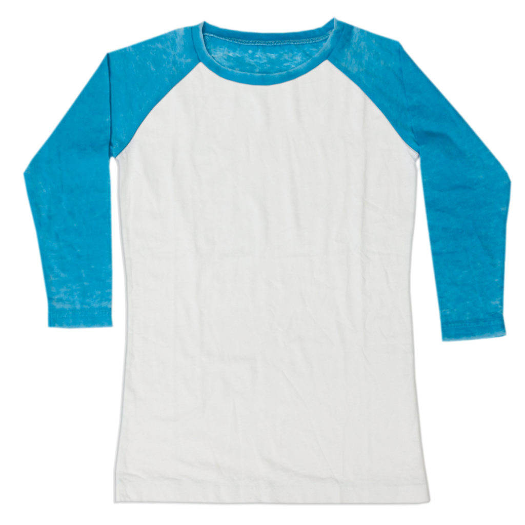 Burnout White/Turquoise Baseball Shirt
