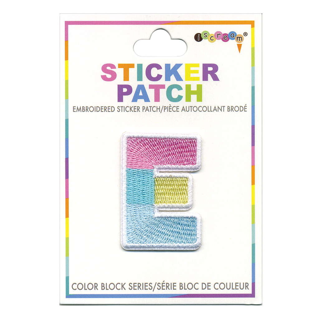 [700-303E] E Initial Color Block Sticker Patch