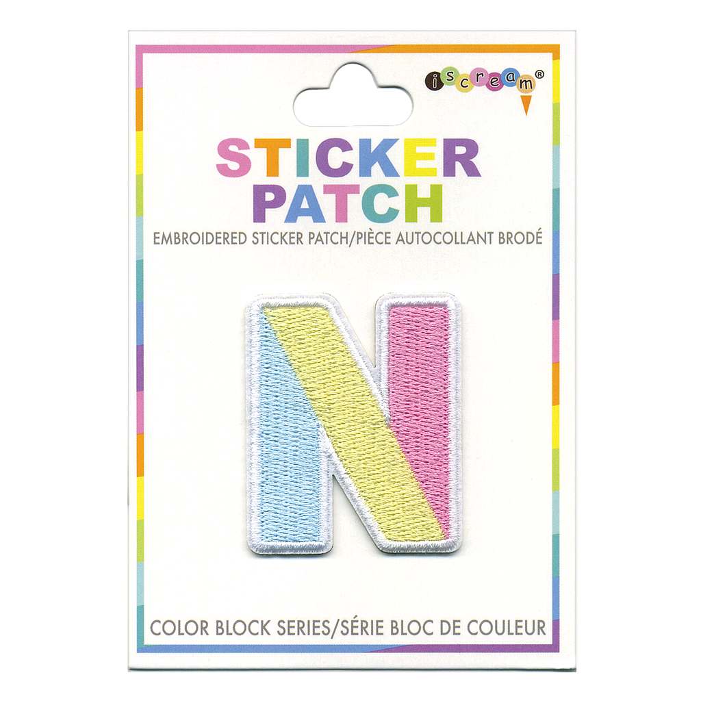 [700-303N] N Initial Color Block Sticker Patch