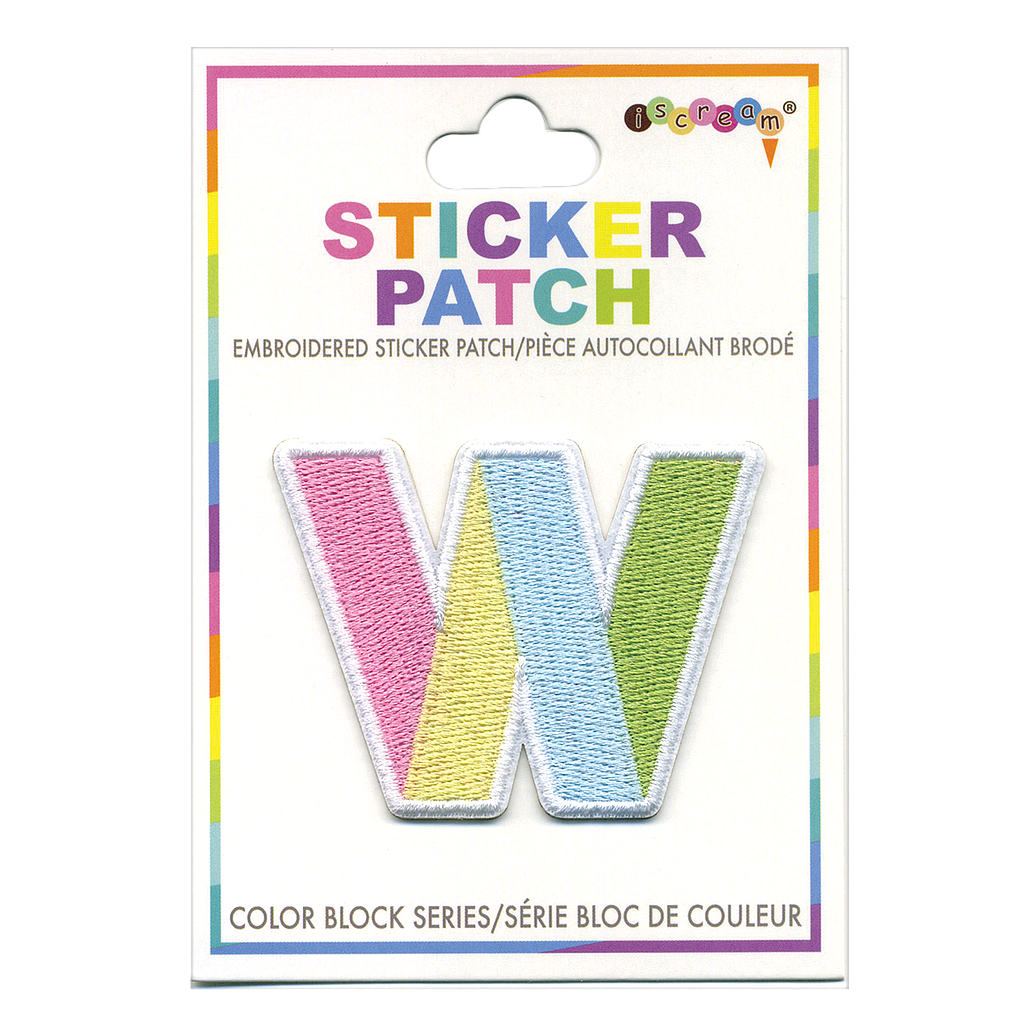 [700-303W] W Initial Color Block Sticker Patch