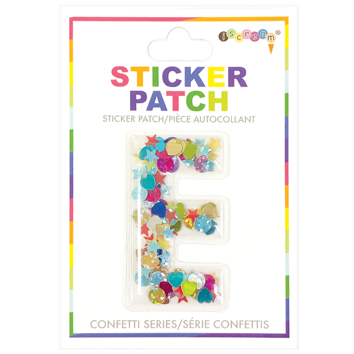 [700-304E] E Initial Confetti Sticker Patch