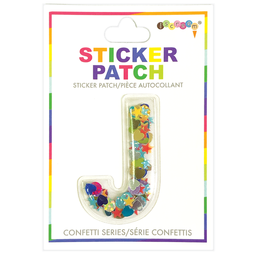 [700-304J] J Initial Confetti Sticker Patch