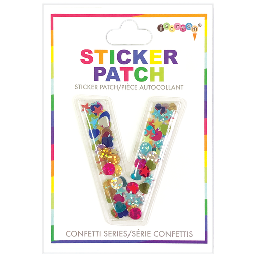 [700-304V] V Initial Confetti Sticker Patch