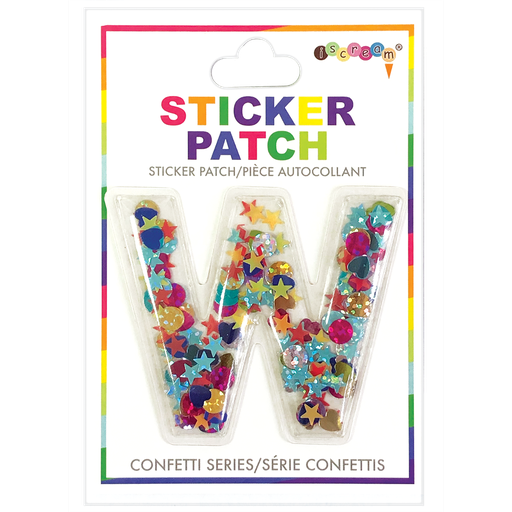 [700-304W] W Initial Confetti Sticker Patch