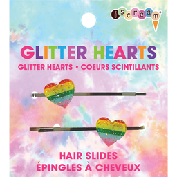 [880-165] Glitter Hearts Hair Slides