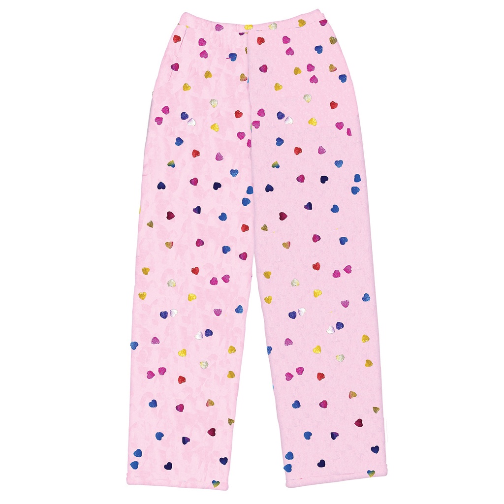 Colorful Foil Hearts Plush Pants