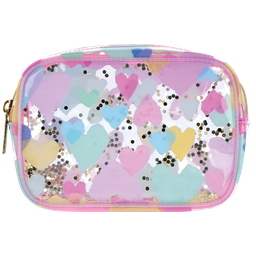 [810-1374] Pastel Hearts Clear Cosmetic Bag