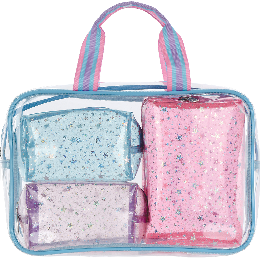 Color Block Clear Cosmetic Bag Set Iscream