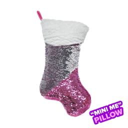 [780-933] Mini Pink Stocking Reversible Sequin Pillow