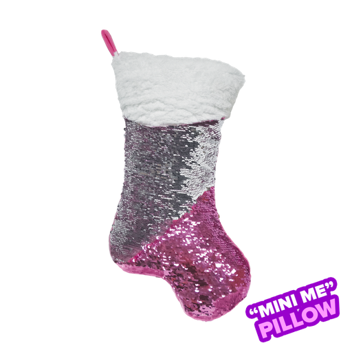 Mini Pink Stocking Reversible Sequin Plush
