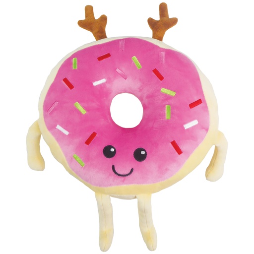 [780-2069] Reindeer Donut Fleece & Glitter Pillow
