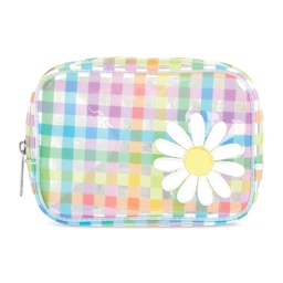[810-1617] Daisy Gingham Clear Cosmetic Bag