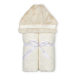 [450-015] Little Scoops Cream Furry Hooded Baby Towel