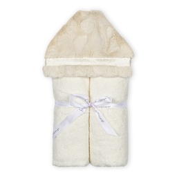 [450-015] Little Scoops Cream Furry Hooded Baby Towel