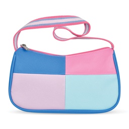 [810-1695] Blue &amp; Pink Color Block Shoulder Bag