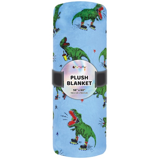 [780-3974] Skating Dinosaurs Plush Blanket