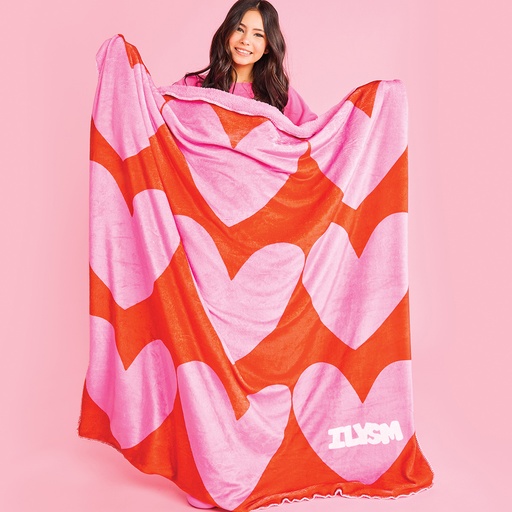 [780-4007] Theme ILYSM Reversible Sherpa Blanket