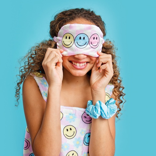 [880-468] Happy Check Eye Mask And Scrunchie Set