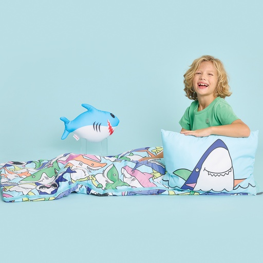 [782-565] Shark Frenzy Sleeping Bag and Pillow Set