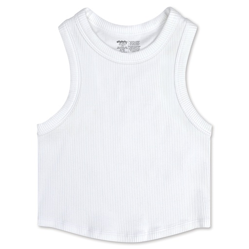 White Cropped Ribbed Racerback Tank Top 