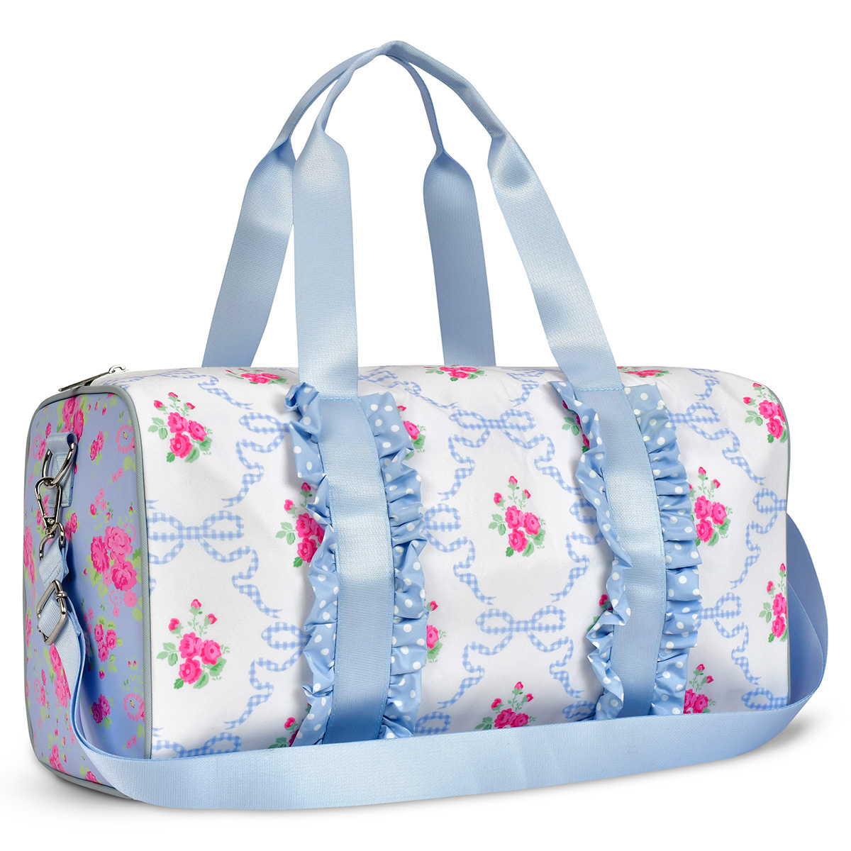 [GRAVER]★FLOWER SMILE EMBROIDERY DUFFLE BAG Flower Board Smile Embroidery Cross Curved Messenger Bag