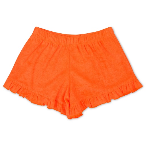 Deep Orange Terry Ruffled Shorts